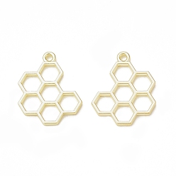 Light Gold Стойки подвески обшивки сплава, без кадмия, без никеля и без свинца, сотовый шарм, золотой свет, 21x17x1.8 мм, отверстие : 1.6 мм