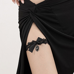 Черный Овальные кружевные банты, эластичные цепочки для ног, чёрные, 450~1200 мм