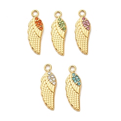 (52) Непрозрачная лаванда 304 из нержавеющей стали горный хрусталь подвески, крылья, ионное покрытие (ip), реальный 18 k позолоченный, разноцветные, 18x6x2.5 мм, отверстие : 1.6 мм