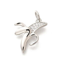 Платина Латунные микропаве прозрачные подвески с фианитом, с целью перехода в кольце, долговечный, без свинца и без кадмия, фруктовые прелести, платина, 16.5x12.5x3 мм, отверстие : 3.5 мм