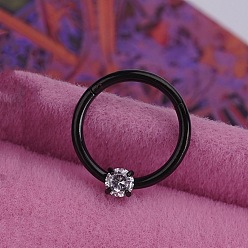 Черный 316l Кольца для носа из нержавеющей стали, чёрные, 8 мм, штифты : 1.2 мм