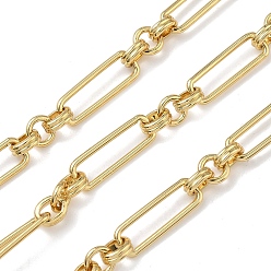 Настоящее золото 18K Прямоугольные латунные звенья цепи, долговечный, стойки покрытие, без свинца и без кадмия, пайки, с катушкой, реальный 18 k позолоченный, 22x7x1.5 мм и 7x6x2.5 мм и 7x1 мм
