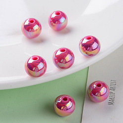 Camellia Opaque Acrylic Beads, AB Color Plated, Round, Camellia, 12x11mm, Hole: 2.5mm, about 566pcs/500g