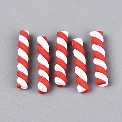 Красный Ручной полимерной глины кабошонов, проскурняк, красные, 24~27x5~6 мм