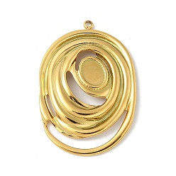 Настоящее золото 18K 304 Настройки кабошон из нержавеющей стали кулон, ионное покрытие (ip), овальный шарм, реальный 18 k позолоченный, лоток : 8x6.5 мм, 40.5x28x4 мм, отверстие : 1.8 мм