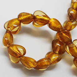 Шоколадный Стеклянные бусины, с фольгой внутри, ручная работа, сердце, цвет шоколада, 12x12x8 мм, отверстие : 2 мм