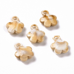 BurlyWood Acrylic Pendants, Imitation Gemstone Style, Flower, BurlyWood, 19x15x5mm, Hole: 3mm, about 793pcs/500g