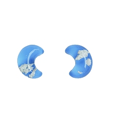 Озёрно--синий Светящиеся лунные бусины из смолы, светится в темноте, без отверстия , Плут синий, 25x20 мм