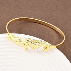 Sea Horse Браслеты-манжеты из латуни с морскими организмами для женщин, реальный 18 k позолоченный, морской конек, внутренний диаметр: 2-7/8 дюйм (7.35 см)
