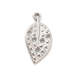 Stainless Steel Color Non-Tarnish 304 Stainless Steel Pendant Rhinestone Settings, Leaf, Stainless Steel Color, Fit For 1.5mm Rhinestone, 19x9x2mm, Hole: 1.4mm