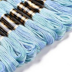 Light Sky Blue 10 Skeins 6-Ply Polyester Embroidery Floss, Cross Stitch Threads, Segment Dyed, Light Sky Blue, 0.5mm, about 8.75 Yards(8m)/skein