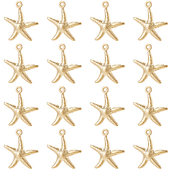 Настоящее золото 24K 60 шт. 304 подвески из нержавеющей стали, морская звезда / морские звезды, реальный 24 k позолоченный, 17.5x15.5x2 мм, отверстие : 1 мм