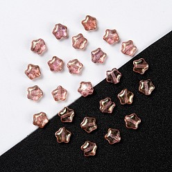 Goldenrod Czech Glass Beads, Star, Goldenrod, 6x6x3mm, Hole: 0.8mm, about 680pcs/bag, net weight: 95~100g/bag