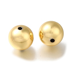 Настоящее золото 18K Стойки обшивки латунные бусины, долговечный, без свинца и без кадмия, круглые, реальный 18 k позолоченный, 16 мм, отверстие : 2.2 мм