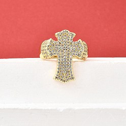 Настоящее золото 18K Манжеты из латуни с микро паве кубический цирконий для женщин, без кадмия и без свинца, крестик, реальный 18 k позолоченный, 22.5 мм