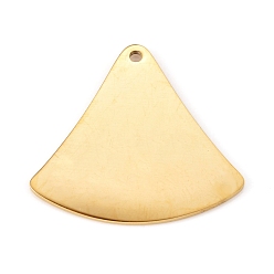 Golden 304 Stainless Steel Pendants, Manual Polishing, Stamping Blank Tag, Laser Cut, Fan, Golden, 20x21.5x0.8mm, Hole: 1.2mm