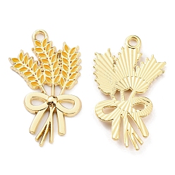 Золотистый Подвески из эмали и сплава, золотые, колосья пшеницы очарование, золотые, 34.5x20.5x2.5 мм, отверстие : 2 мм