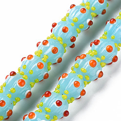 Бледно-бирюзовый Непрозрачные нити бусин лэмпворк ручной работы, тыква, бледные бирюзовая, 9.5~10.5x12.5~13.5 мм, отверстие : 2 мм, около 50 шт / нитка, 20.08 дюйм (51 см)