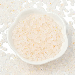 (404) Непрозрачное AB Кислое яблоко 100g матовые стеклянные бусины, двухконусные, золотой фольгой, граненые, цветочный белый, 4.5x3.5 мм, отверстие : 1 мм