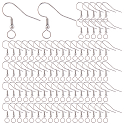 Нержавеющая Сталь Цвет 100 шт. 304 крючки для серег из нержавеющей стали, французские крючки с катушкой и шариком, цвет нержавеющей стали, 21 датчик, 22x23x3 мм, отверстие : 4 мм, штифты : 0.7 мм