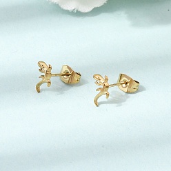 Other Animal 304 Stainless Steel Stud Earrings, Ion Plating(IP), Gecko, 5x9mm