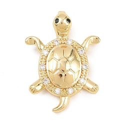 Настоящее золото 18K Латунные микро проложить кубического циркония подвески, без кадмия и без свинца, прелести черепахи, реальный 18 k позолоченный, 24x18.5x6.5 мм, отверстие : 2.5x5 мм