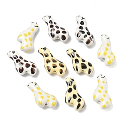 (52) Непрозрачная лаванда Фарфоровые бусины ручной работы, олень, пастельный фарфор, разноцветные, 23x29x10 мм, отверстие : 2.5 мм