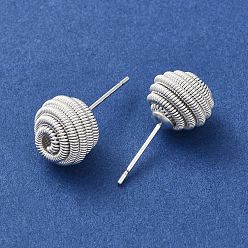 Серебро Серьги-гвоздики из латуни для женщин, долговечный, серебряные, 10 мм