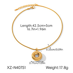 Oro 304 collares colgante anillo de acero inoxidable, dorado, 16.73 pulgada (42.5 cm), colgante: 27.7 mm