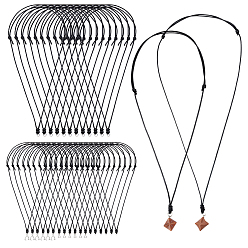 Черный Наборы для самостоятельного изготовления регулируемых ожерелий с подвесками из вощеного шнура и регулируемых браслетов из вощеного полиэфирного шнура, с латунной фурнитурой , чёрные, 14.17~34-3/8 дюйм (36~87.4 см)