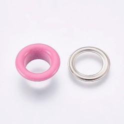 Flamingo Iron Grommet Eyelet Findings, for Bag Making, Flat Round, Platinum, Flamingo, 16.3x5mm, Inner Diameter: 10mm