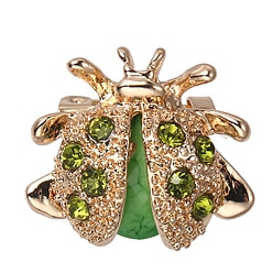 Перидот Броши из сплава со стразами в виде божьей коровки/божьей коровки, броши в виде насекомых для рюкзака, золотые, перидот, 20x22 мм