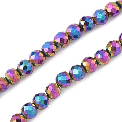 (966) Внутренний цвет Кристалл / Лиловато-лиловый на подкладке Гальванизированный синтетический магнитный гематит, граненые, круглые, с покрытием цвета радуги, 3.5x3 мм, отверстие : 0.9 мм, около 120~122 шт / нитка, 15.16~15.35'' (38.5~39 см)