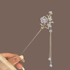 Flower Alloy Hair Sticks, Hair Accessories for Women & Girls, Flower, 180mm