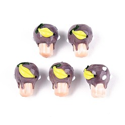 Розово-Коричневый Ручной работы Lampwork неровный бисер, банановый кекс, розово-коричневый, 19~20x15~16x14~16 мм, отверстие : 0.8~1 мм