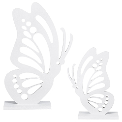 Blanc 2 Décorations décoratives en bois de papillons (pièces), pour bureau à domicile, blanc, 147x60x210mm