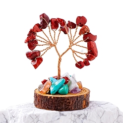 Красный Камень Натуральная крошка из красной яшмы Дерево жизни украшения, Медная проволока, энергетический камень фэн-шуй, подарок для женщин и мужчин, медитация, 30~40x50~70 мм