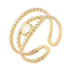 Настоящее золото 18K Ионное покрытие (ip) 304 эмалированные кольца на манжетах из нержавеющей стали, кольца с открытыми глазами для женщин, реальный 18 k позолоченный, 12.5 мм