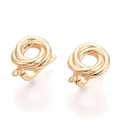 Настоящее золото 18K Латунная фурнитура для хооп серег, без кадмия, без никеля и без свинца, пончик, реальный 18 k позолоченный, 19x13.5x15 мм, отверстие : 0.8~1.2 мм, штифты : 1 мм