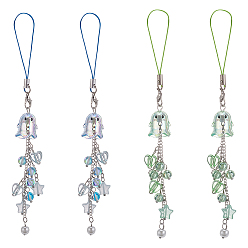 (52) Непрозрачная лаванда 4шт 2 стиль акриловые и стеклянные мобильные ремешки, звезда, платина, разноцветные, 173 мм