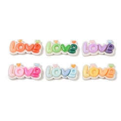 Color mezclado Cabuchones de resina opacos, palabra amor con corazón, color mezclado, 14.5x19x6 mm