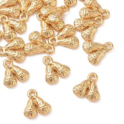 Real 18K Gold Plated SHEGRACE Brass Charms, Double Bell Charms, Nickel Free, Real 18K Gold Plated, 9x8x2mm, Hole: 1.2mm