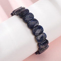 Ляпис-Лазурь Эластичные браслеты из натурального лазурита, подходящие как для мужчин, так и для женщин., овальные, бусины : 14x10x5 мм, внутренний диаметр: 2.17 дюйм (5.5 см)