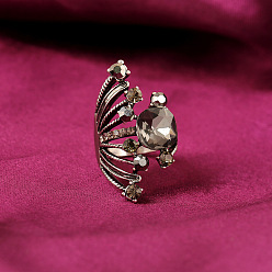Античное Серебро Кольца для женщин из сплава со стразами, крылья, античное серебро