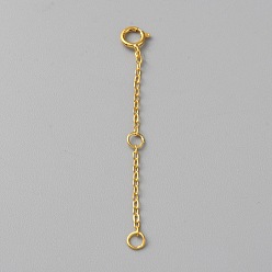 Golden 925 Sterling Silver Cable Chain Extender, End Chains with Spring Ring Clasps & Jump Rings, with 925 Stamp, Golden, 46~50mm
