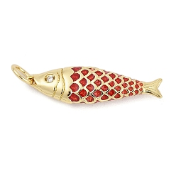 (123L) Белый крем непрозрачный блеск Латунь с кубическим цирконием подвеской, рыбы прелести, без кадмия и без свинца, долговечный, стойки покрытие, с целью перехода в кольце, огнеупорный кирпич, 25.5x7x4 мм, отверстие : 3 мм