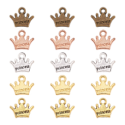 (52) Непрозрачная лаванда 20шт 5 цвета цинковый сплав подвески, без кадмия и без свинца, корона со словом принцессы, разноцветные, 10.5x13x1.8 мм, отверстие : 1.8 мм, 4 шт / цвет