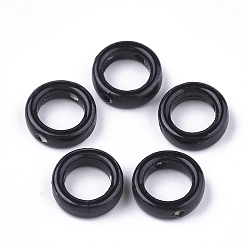 Черный Фарфоровые бусины ручной работы, яркие глазированный фарфор, кольцо, чёрные, 15x5 мм, отверстие : 2 мм