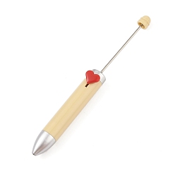 Кукурузный Шелк Шариковая ручка в форме сердца из пластика, ручка для бисероплетения из железного шеста, для индивидуальной ручки с ювелирными бусинами, цвет колоса кукурузы, 156x14.5 мм, штифты : 2 мм