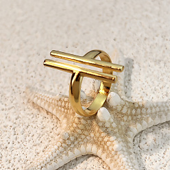 Настоящее золото 18K 304 из нержавеющей стали Манжета кольца для женщин, ионное покрытие (ip), реальный 18 k позолоченный, размер США 7 1/4 (17.5 мм)